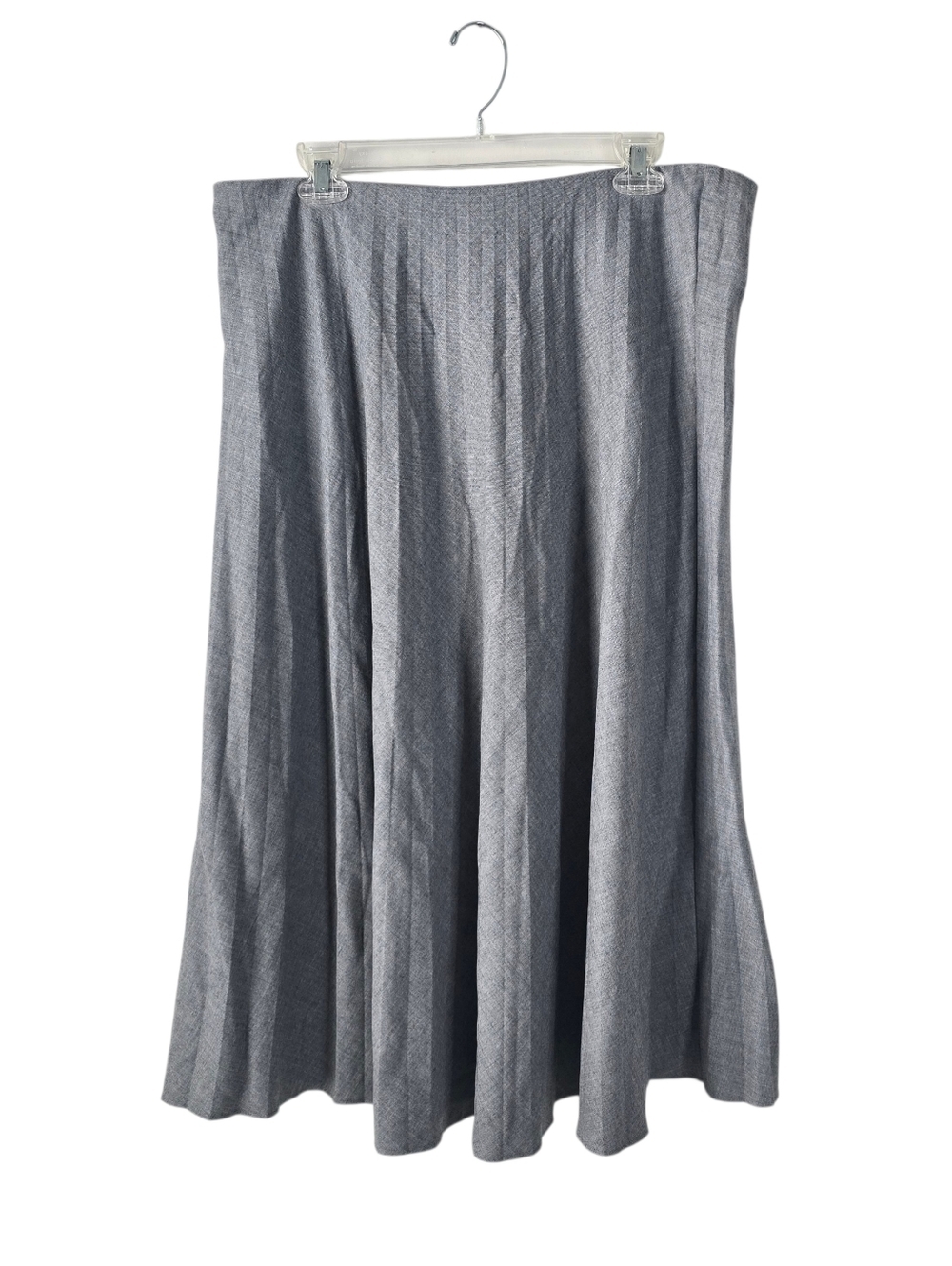 New J. Crew Pleated Pull On Wool Blend Midi Skirt XL Gray Casual Careerwear